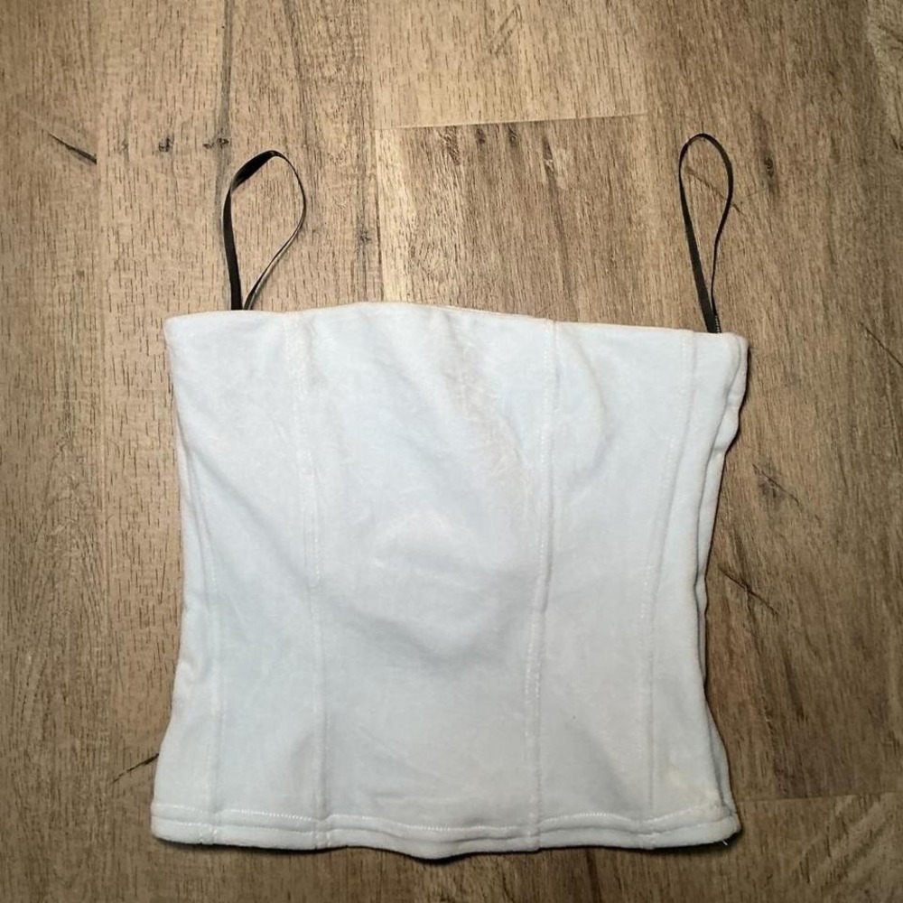 Forever‎ 21 White Strapless Corset Bustier Crop Top Y2K Going Out Size XS